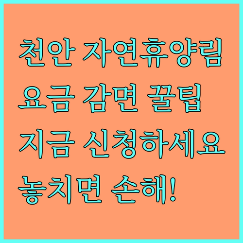2025 천안시 자연휴양림 요금 감면: 놓치면 손해! 지금 바로 신청하세요
