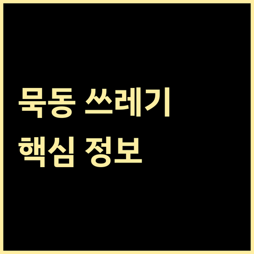 묵동에서 올바르게 쓰레기 버리는 방법: 핵심 정보 총정리