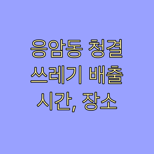응암동 깨끗하게! 쓰레기 종류별 배출 시간, 장소 완벽 정리