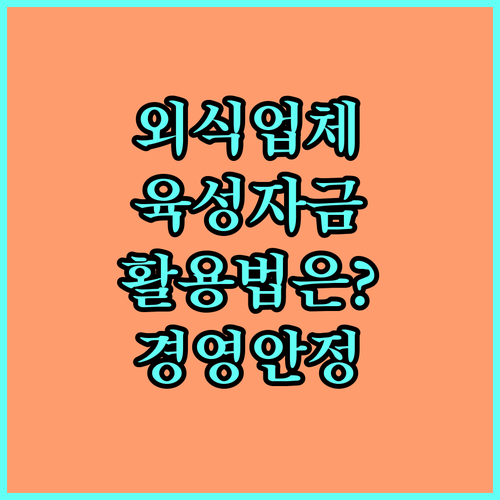 2025 외식업체 육성자금 활용법 경영 안정 및 국산 식재료 구매 지원