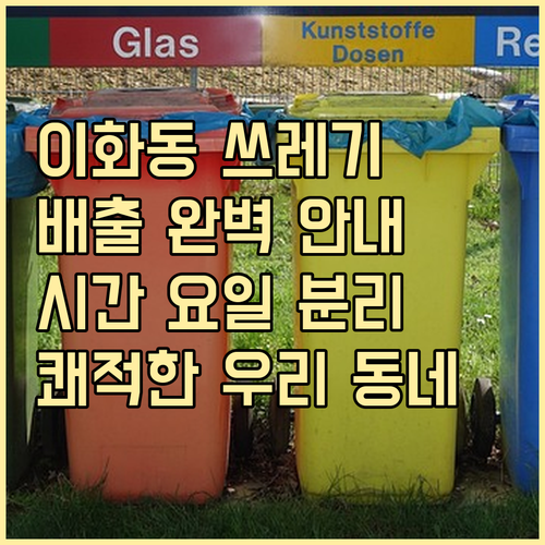 쾌적한 이화동을 위한 쓰레기 배출 완벽 안내: 시간, 요일, 분리수거