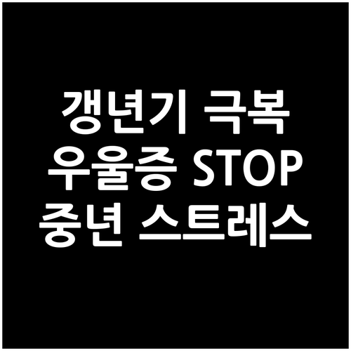 갱년기 우울증 극복, 중년 스트레스 관리 핵심 전략