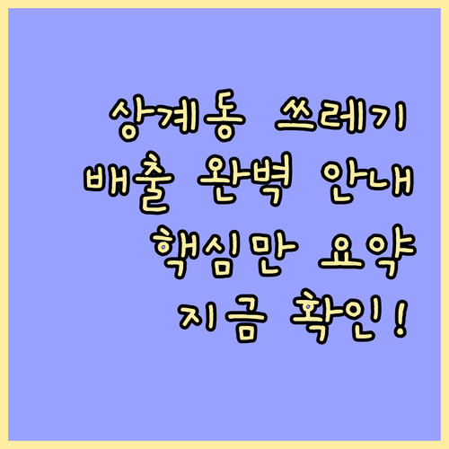 상계동 주민을 위한 쓰레기 배출 완벽 안내: 지금 확인하세요!