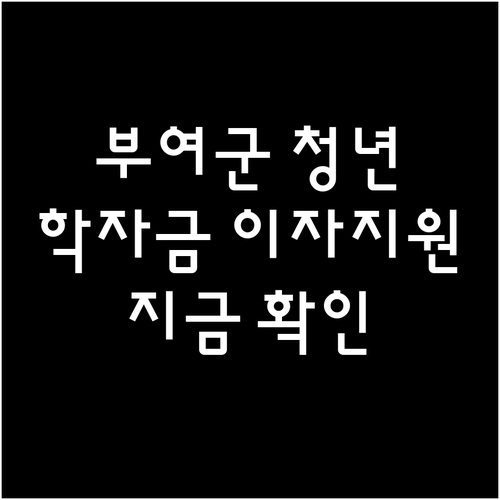 부여군 청년이라면 학자금 이자지원 지금 바로 확인