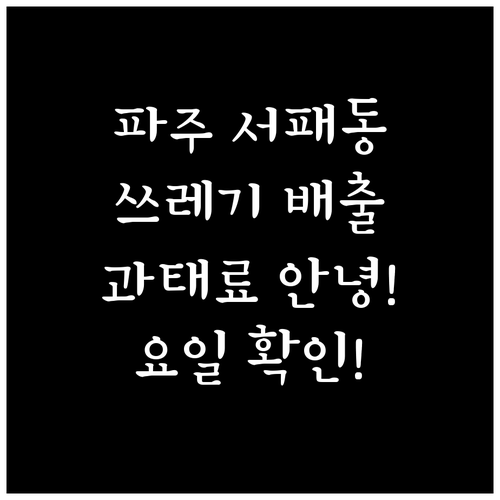 파주시 서패동 쓰레기 과태료 없는 배출 요일 필수 정보