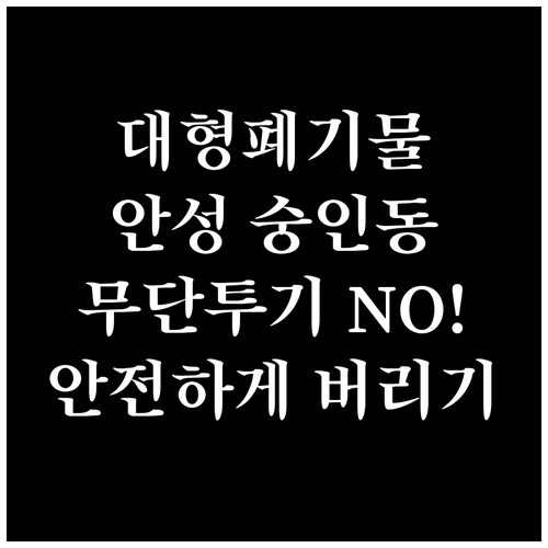 안성 숭인동 대형폐기물, 무단투기 없이 안전하게 버리는 법