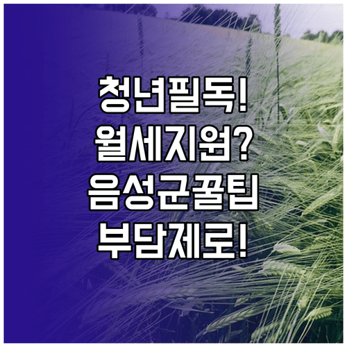 음성군 청년월세 지원 총정리 | 월세 부담 줄이는 방법