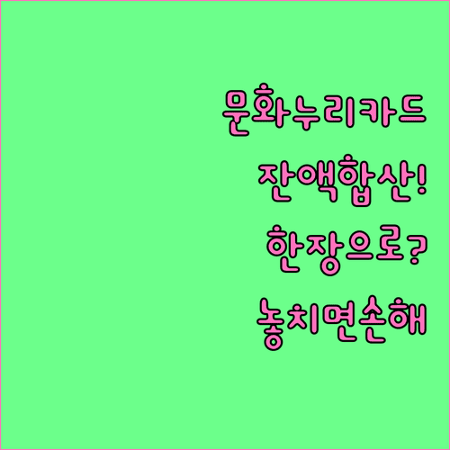 문화누리카드 잔액을 한 장으로 합산하는 방법